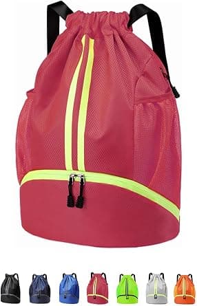 Sports Drawstring Backpack - String Swim Gym Bag with Shoes Compartment and Wet Proof Pocket for Women&Men, Pull String Sport Bag for Soccer and Basketball on Amazon.ae - Price Tracker