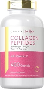 Advanced Collagen Peptides 400 Caplets 6000mg, Grass Fed, with Vitamin C Type 1 and 3 Non-GMO, Gluten Free Supplement Hair, Skin and Nails Pills على Amazon.ae - متتبع الأسعار