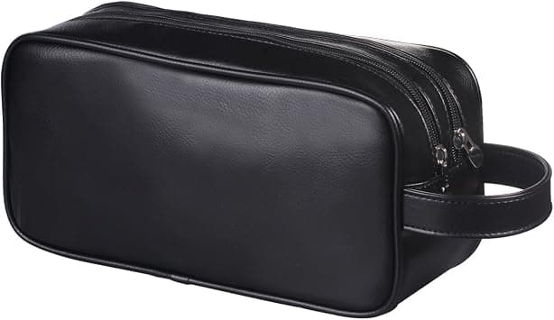 HappyDavid Soft PU Leather Zipped Travel Toiletry Bag Mens Ladies Supply Toiletry Bag Case(Black) على أمازون - دليلك لأفضل العروض