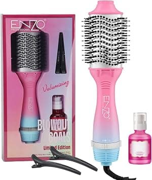 ENZO Professional Limited Edition Volumizing Hot Air Brush Set with Hair Serum –EN-752 One Step Hair Dryer & Styler, Ceramic Blowout Brush for Volume, Smooth & Frizz-Free on Amazon.ae - Price Tracker