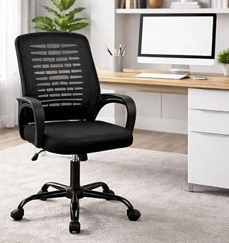 Splendor ® Desk Chair Office Chair for Home Height Adjustable Mid Back Mesh Computer Chair with Lumbar Support Mesh Swivel Computer Office Ergonomic Executive Chair (Medium Back, Black) on Amazon.ae - Price Tracker
