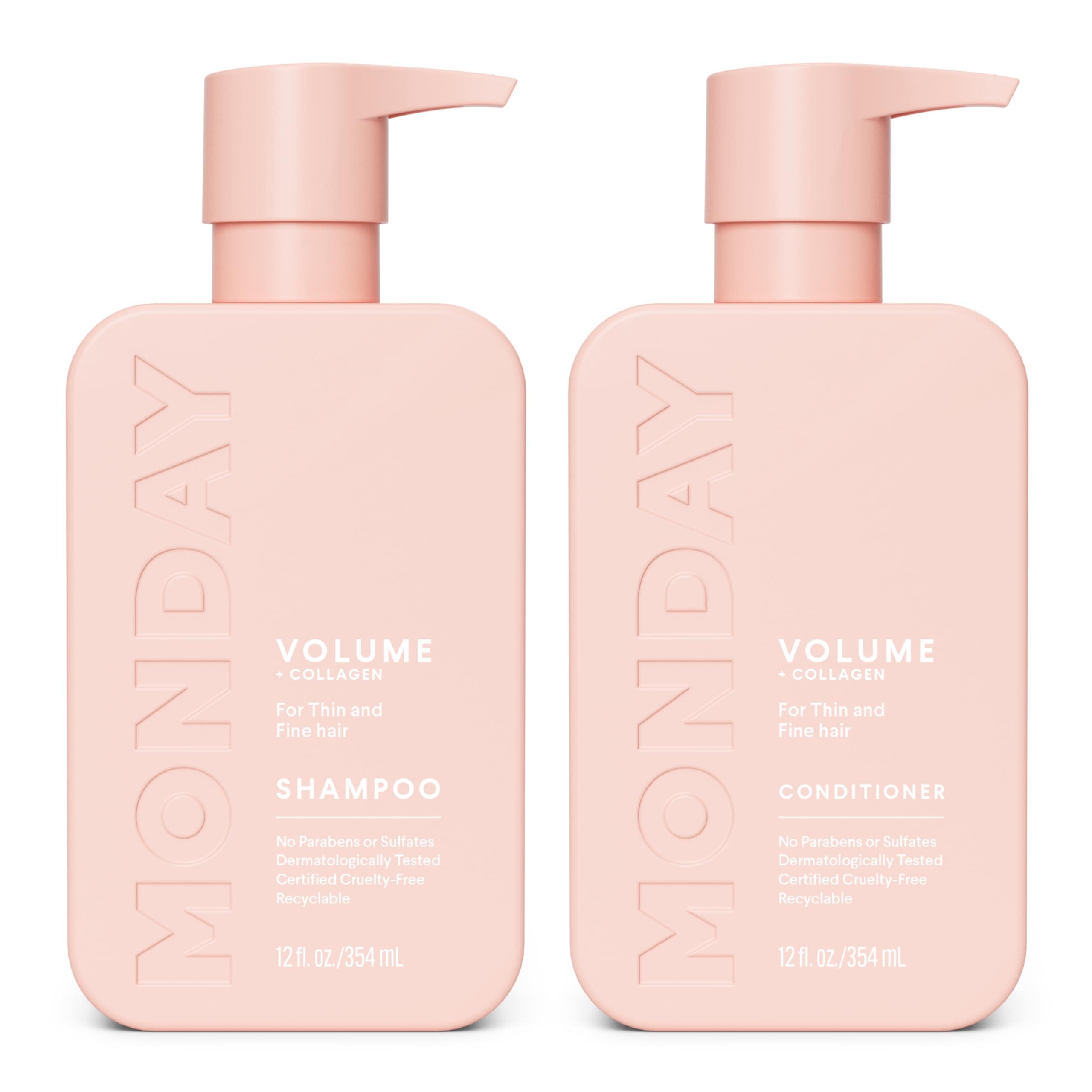 MONDAY HAIRCARE Volume Shampoo + Conditioner Set (2 Pack) 12oz Each for Thin, Fine, and Oily Hair, Made from Coconut Oil, Ginger Extract, and Vitamin E, 100% Recyclable Bottles Pink on Amazon.ae - Price Tracker