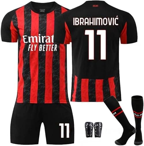 2025/26 Home ACM Football Jersey Kit – IBRAHIMOVIC #11 Signature Edition – Soccer Uniform Set with Shorts, Socks & Knee Pads – Athletic Training Gift for Men, Youth & Boys (16–3XL) على Amazon.ae - متتبع الأسعار