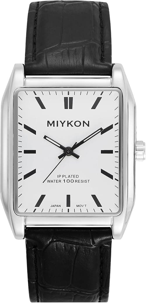 Miykon Vintage Watches for Men | Tank Square Mens Dress Watch with Genuine Leather Strap and Second Hand | Ion Polished, Luminous Hands, Scratch Resistant Glass, Japanese Quartz, 100ft Water Resistant على Amazon.ae - متتبع الأسعار