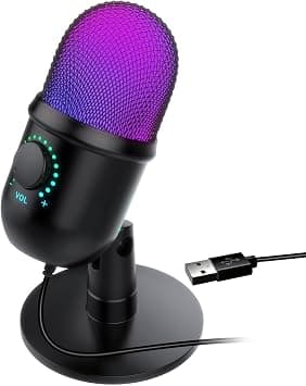 USB Computer Microphone, Gaming Microphone for PC, Condenser Podcast Mic for Streaming, Studio Recording, Real Time Monitor, RGB Lighting, Mute, Gain, Noise Cancellation on Amazon.ae - Price Tracker