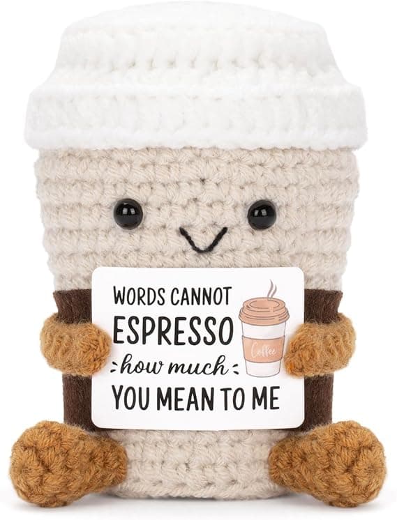 Positive Pocket Coffee Doll, Funny Emotional Support Knitted Toy with Positive Card, Woolen Crochet Coffee, Cheer Up Graduation Gift, Encouragement for Friends on Amazon.ae - Price Tracker