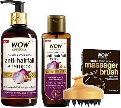 WOW Skin Science Onion Hair Oil With Black Seed Oil Extracts + Onion Oil Shampoo + Stimulating Scalp Shampoo Brush for Natural Care & Growth Kit - Net Vol 500mL on Amazon.ae - Price Tracker