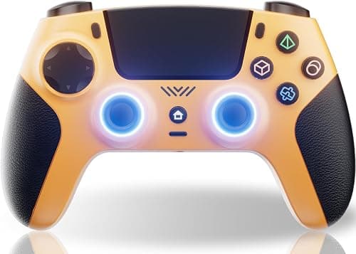 CAWOOSOO Yellow Wireless Controller Compatible for PS5/Pro/Slim/PC, Gradient Color RGB mode & haptic feedback & 1000 mAH battery & 3.5mm Audio Jack & Speaker on Amazon.sa - Price Tracker