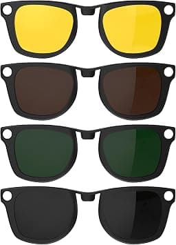 HIBLOKS 4Pcs Polarized Clip for Ray-Ban Meta Wayfarer RW4006 & Gen 2 RW4012 Regular (50-22), Matte Black Frame Discoloration Clip-on for Meta Wayfarer Gen 2, (Black+Green+Brown+Yellow) on Amazon.ae - Price Tracker