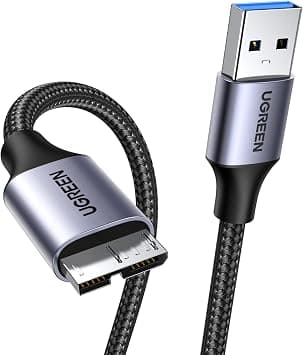 UGREEN Micro USB 3.0 Cable 0.5M USB A Male to Micro B Nylon Braided Cable | 5Gbps Data Transfer,External Hard Drive Cable,Compatible for Samsung Galaxy S5,Note 3,WD Camera,HDD على Amazon.ae - متتبع الأسعار