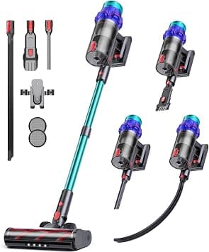 Cordless Vacuum Cleaner, 600W 50KPA Powerful Suction, XL Dust Cup Vacuum Cleaners with 4 Modes, Max 65 Mins,Self-Standing,Anti-Tangle Brush, Lightweight Stick Vacuum for Pet Hair, Hard Floors, Carpet - متتبع أسعار Amazon.sa