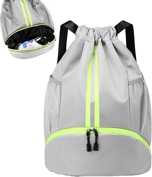 Drawstring Backpack Gym Bag with Shoes Compartment Gym bag for Soccer Basketball Swim Waterproof String Backpack Beach Cinch Pull String Sport Bag for Women Men على Amazon.ae - متتبع الأسعار