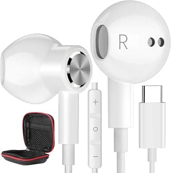USB C Headphones, Type C Earphones for Samsung Galaxy S20 S21 S22 S23 S24 FE Ultra Apple iPhone 15 Pro Max iPad Magnetic Wired Earbuds Microphone for Android Google Pixel 8 8A 7 7A 6A 6 OnePlus White على Amazon.ae - متتبع الأسعار