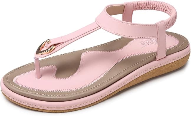 SHIBEVER Women Sandals Summer Boho Casual Flat Ankle T-Strap Thong Elastic Comfortable Flip Flops Beach Shoes Sandal على Amazon.ae - متتبع الأسعار