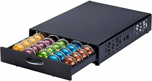 Vertuo Pod Holder for Nespresso Vertuoline Capsules (50 Pods Capacity, Black Glass Top, Space Saver, 1 Drawer) on Amazon.ae - Price Tracker