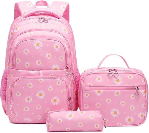 3Pcs Daisy Prints Backpack for Girls Bookbag set Primary School Daypack Elementary Students Knapsack with Lunch Box, M on Amazon.ae - Price Tracker