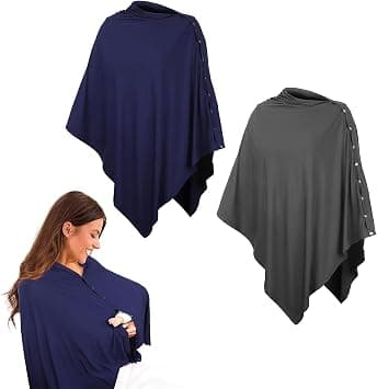 2 Pcs Nursing Covers for Breastfeeding, Nursing Blanket Privacy Breastfeeding Shawl, Nursing Poncho Scarf with Button, Breathable, for Boys And Girls Seat Infant Car Seat Canopy Cover, Grey Dark Blue on Amazon.ae - Price Tracker