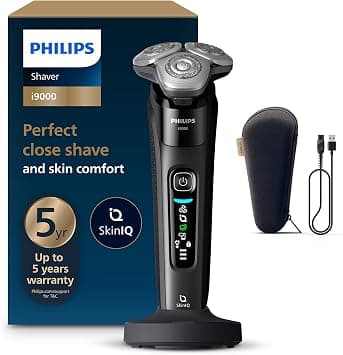 Philips Razor i9000 Electric Wet and Dry Shaver for Men with Integrated Trimmer, Black, Charging Station and Travel Case (Model X9000-10) (Renewed) on Amazon.ae - Price Tracker
