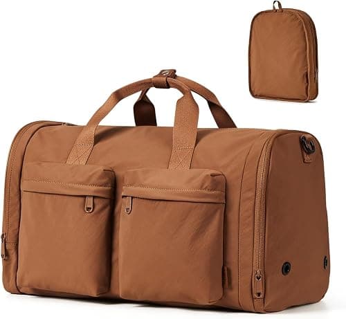 Oasisgalore Gym Bag Travel Duffel Bag, Foldable Sports and Travel Luggage Bags with Shoes Compartment for Men Women (Brown) on Amazon - Best Deal Finder