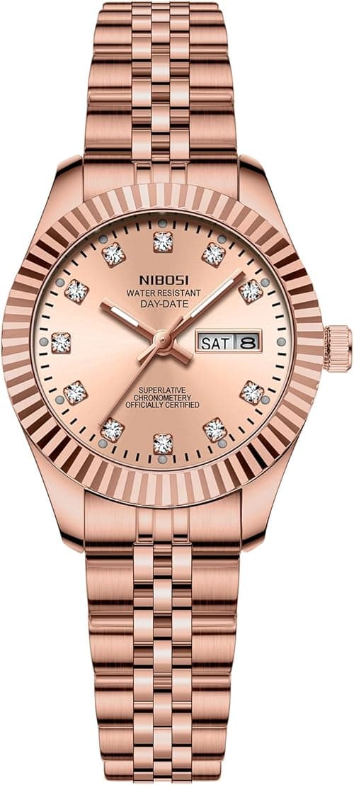 NIBOSI Women's Watch Analog Quartz Waterproof Diamond Wrist Watches with Day-Date Fashion Luxury Stainless Steel Watch for Small Wrists Female Designer Elegant Dress Watches for Women on Amazon.ae - Price Tracker