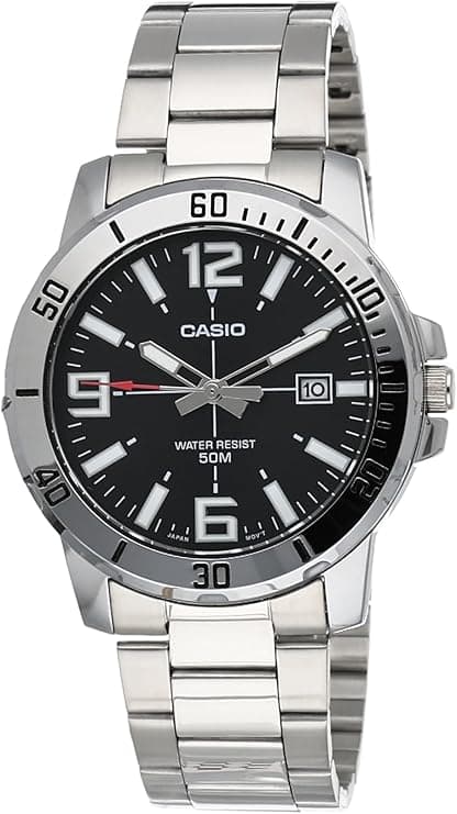 Casio Men's Watch - MTP-VD01D-1BVUDF Black Dial, Silver Band on Amazon.ae - Price Tracker