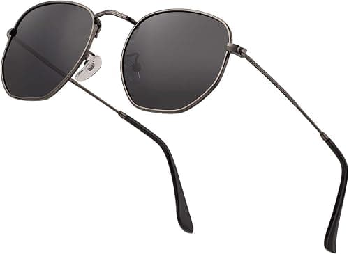 Hipster Hexagonal Polarized Sunglasses Men Women Geometric Square Small Vintage Metal Frame Retro Shade Glasses on Amazon.ae - Price Tracker