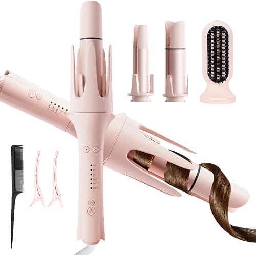 Angju 3 in 1 Automatic Curling Irons, Multifunctional Hot Tool with 2 Ceramic Barrel (25 & 32mm) & Hair Straightener Brush, Hair Curler & Straightening Comb with 3 Temp,Timer & Negative Ions on Amazon.ae - Price Tracker