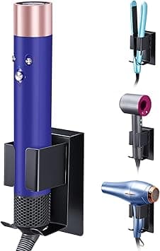Wall Mount Curling Iron Holder, Stainless Steel Adhesive Wall Mount Hair Styling Tool Organizer, Hair Dryer Storage, Bathroom Space Saver for Flat Irons & Curling Wands (White) (Black) on Amazon.ae - Price Tracker