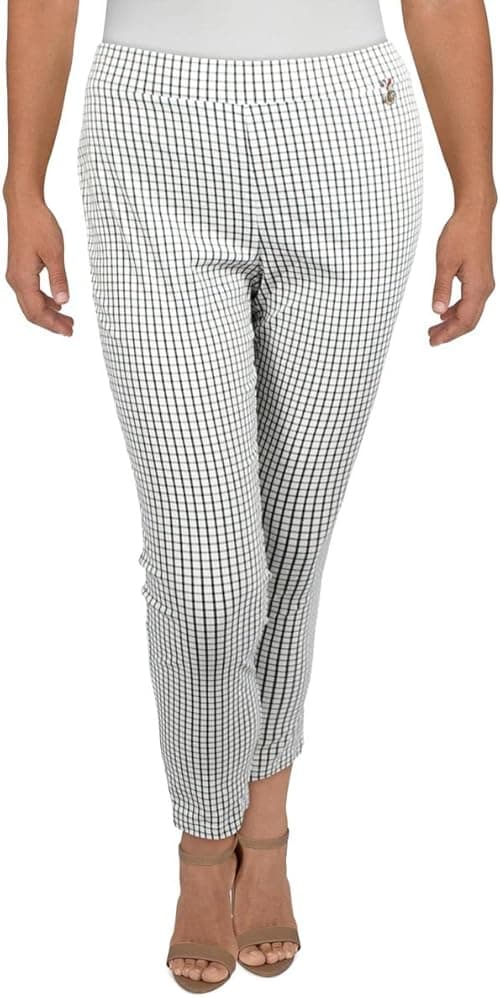 Tommy Hilfiger Womens Plaid Pull On Straight Leg Pants, Ivory/Black, 14 on Amazon.ae - Price Tracker