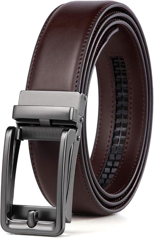 Founders & C Men's Leather Ratchet Comfort Click Belt Dress with Slide Buckle -Adjustable Trim to Fit on Amazon.ae - Price Tracker
