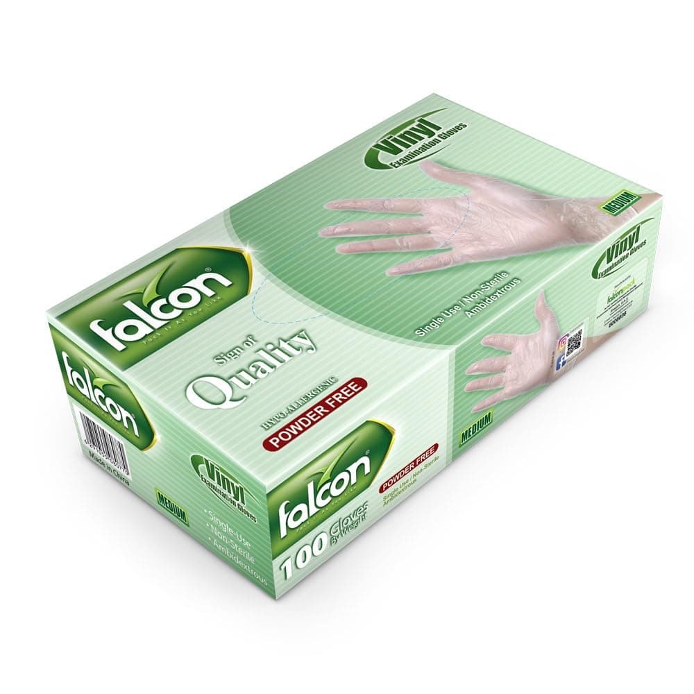 Falcon Vinyl Gloves - Clear Powder Free (Medium) on Amazon.ae - Price Tracker
