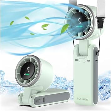 PlayHot Portable Handheld Turbo Fan, 5 Gear Wind Hand Fan, 5000mAh Battery Personal Fans Portable Rechargeable, 20 Hours Pocket Fan, 3 IN 1 Hand Held Fan, Portable Fan for Travel/Outdoor/Indoor(Green) على Amazon.ae - متتبع الأسعار