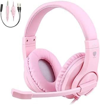 PC Kids Gaming Headset with Microphone Wired Xbox Headset with mic PS4 Gaming Headphones with Microphone Gamer PS4 Headset with Mic Stereo Sound & Noise Cancelling for Switch Computer(Pink) on Amazon - Best Deal Finder
