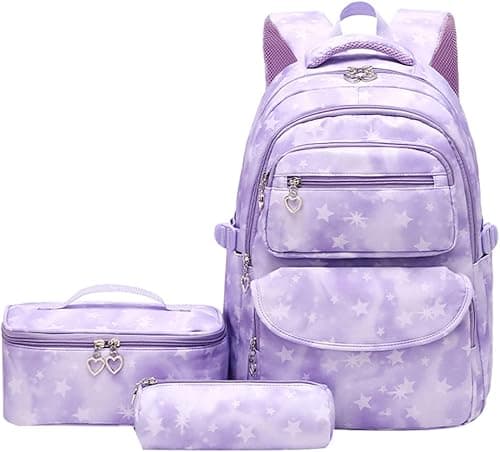 JiaYou School Backpack Sets 3pcs Stars Prints Daypack For Teens Girls Primary School Students on Amazon.ae - Price Tracker