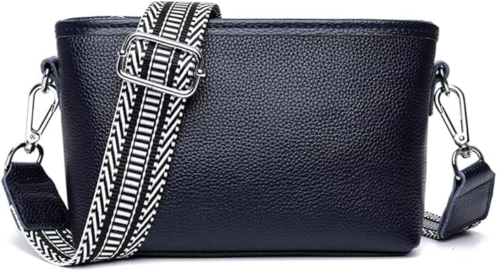 YFGBCX Crossbody Bag for Women Genuine Leather Wide Strap Shoulder Bag Purse Trendy Design Camera Crossbody Purse Top Zip, D04-dark Blue on Amazon.ae - Price Tracker