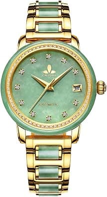 Chiyoda Luxury Automatic Jade Watch For Women Swiss Automatic Watch With Calendar And Diamonds Jade Dial PrecioUS Timepiece For Collection, Green Jade Watch, Watch02-W على Amazon.ae - متتبع الأسعار
