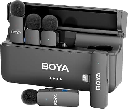 BOYA BY-V4D Mini Wireless Lavalier Microphone for iPhone Smartphone, 4 Clip-On Wireless Lapel Microphones for Video Recording Podcast Interview Streaming Vlog YouTube on Amazon.ae - Price Tracker