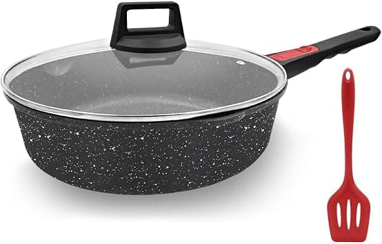 AIKENBBKK 12 Inch Frying Pans Nonstick with Lid, 5 Qt Large Deep Frying Pan Skillet with Cover, Non Stick Cooking Sauté Pan Compatible with All Stovetops, Detachable Handle, Oven Safe, PFOA PFOS Free on Amazon.ae - Price Tracker