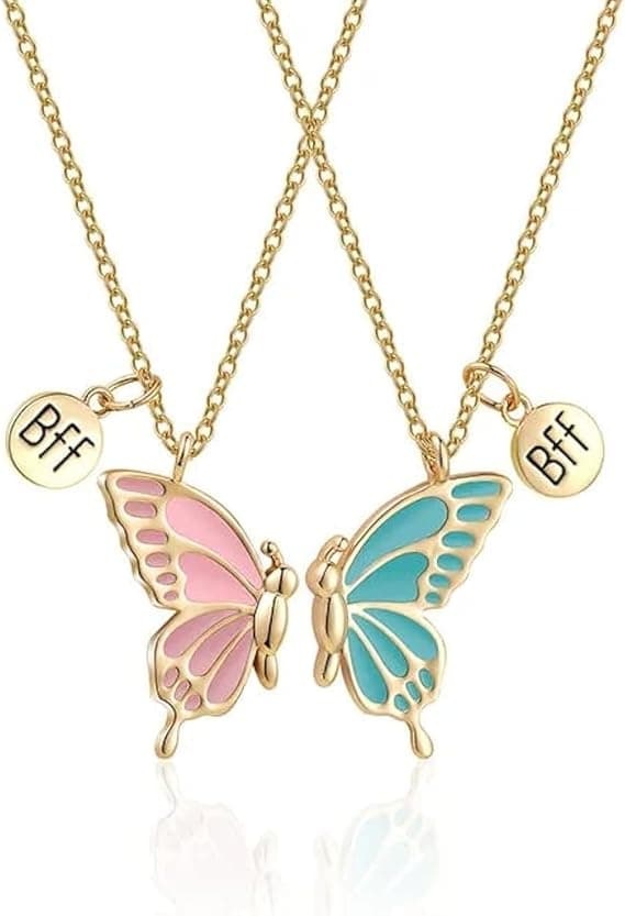 Fashionable 2pcs Cute Butterfly BFF Necklaces Enamel Butterfly Friendship Necklace for Teen Girls Women Best Friend Birthday Gift on Amazon.ae - Price Tracker
