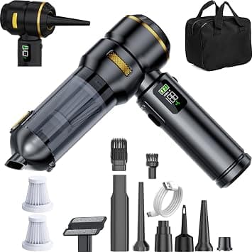 NWDEY Car Vacuum Cleaner High Power 20000Pa – Cordless Handheld Mini Vacuum & Air Duster for Car Detailing, 3-Speed Brushless Motor, 6000mAh Battery (Black - Fast Charging Edition) - متتبع أسعار Amazon.sa