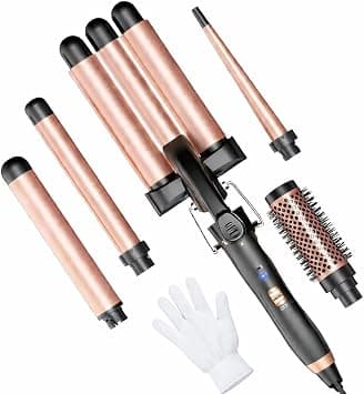 Curling Iron Set 5-in-1 – Professional Curling Wand with 5 Interchangeable Ceramic Barrels (9–32mm), Fast Heat Hair Curler for Loose, Tight & Beach Waves with Heat Resistant Glove on Amazon.ae - Price Tracker