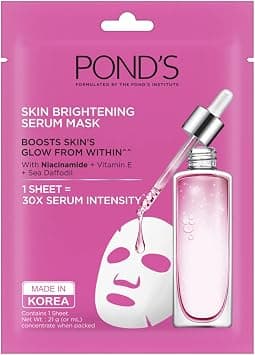 POND'S Serum Sheet Mask for Glowing Skin, Skin Brightening with Niacinamide, Vitamin E & Sea Daffodil, 21ml on Amazon - Best Deal Finder