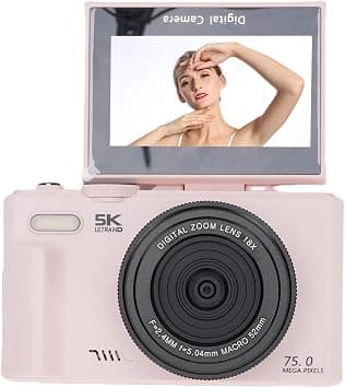 XUMIUZIY 5K Digital Camera, 75MP WiFi Vlog Cameras with 18X Digital Zoom, 3.0 Inch 180 Degree Flip Screen, Wide Angle Macro Lens, 19 Filters, Include 32GB Memory Card, for Travel on Amazon.ae - Price Tracker
