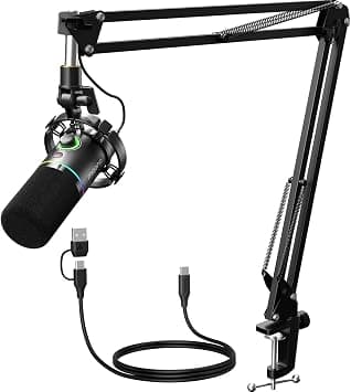 MAONO XLR/USB Dynamic Microphone Kit, RGB Podcast Mic with Software, Mute, Gain Knob, Volume Control, Boom Arm for Streaming, Gaming, Voice-Over, Recording-PD200XS Black on Amazon.ae - Price Tracker