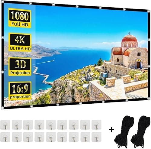 150 inch Projector Screen, Outside Projection Screen, Washable Portable 16:9 4K HD Rear Front Movie Screen, Wrinkle Free for Theater Backyard Movie Night,Cinema School, Churches, Grand Parties on Amazon.ae - Price Tracker