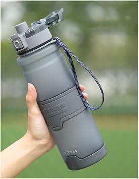 Tycom Water Bottle 1L Leak-Proof Drink Bottle, BPA Free USA Tritan Material Gym Bottle with Protein Shaker, Flip Top Lid & Removable Strainer for Fitness Cycling, Gym Camping Outdoor Sports (Grey) على Amazon.ae - متتبع الأسعار