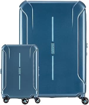 American Tourister Technum 2Pcs Set (55/86 cm), 4 Spinner Wheels, Hard Top, Polycarbonate, Metallic Blue|Dual Tube Pull Handle|Expandable|TSA Lock - 3 Years International Warranty on Amazon - Best Deal Finder