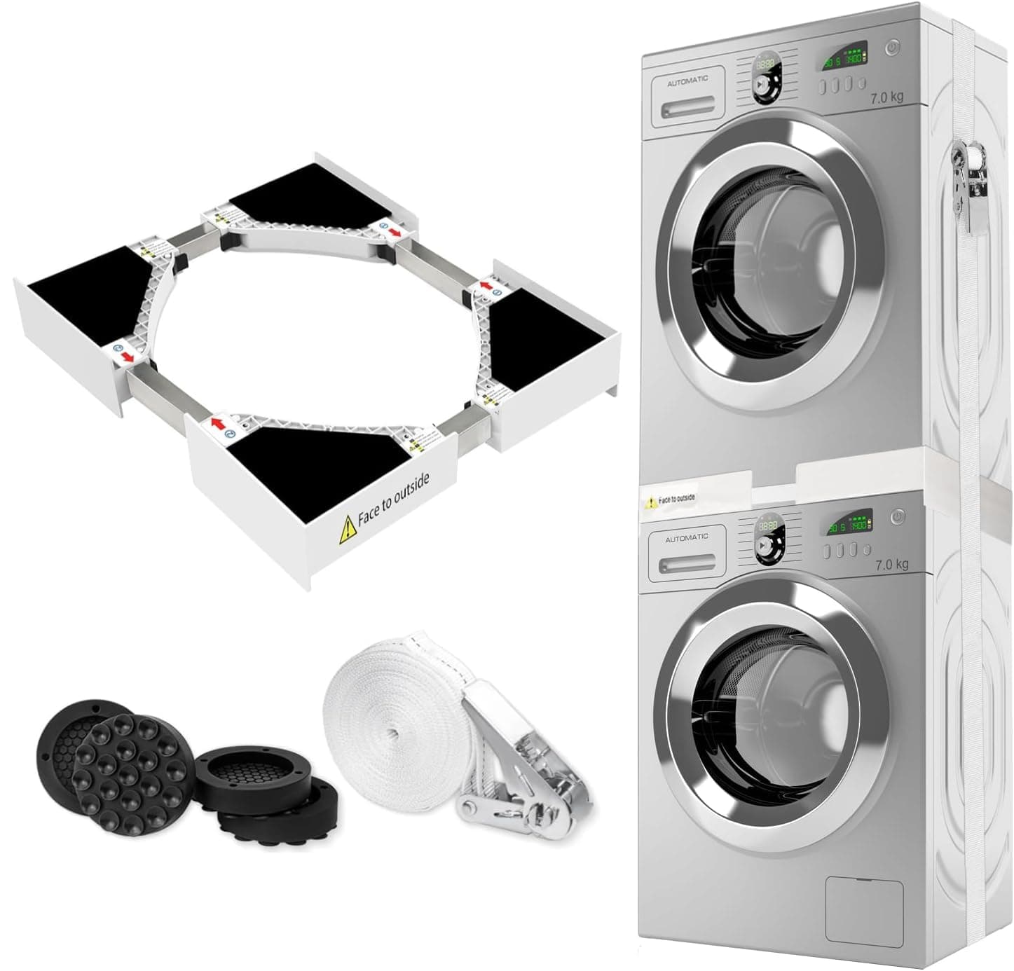 Forubar Washer Dryer Stacking Kit, Universal Washer and Dryer Stacking Kit with Pull Out Drying Rack, Adjustable 29"/28"/27"/26"/25"/24" Stacking Kit with Ratchet Strap (Stacking kit) on Amazon.ae - Price Tracker