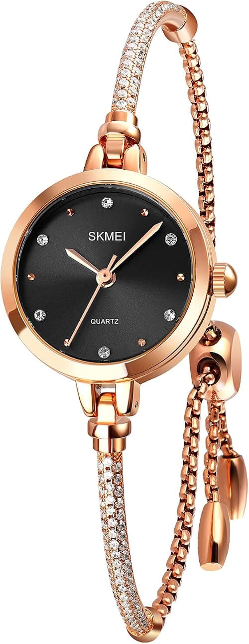 SKMEI Women Watches Bracelet Diamond Ladies Female Small Rose Gold Fashion Luxury Thin Waterproof Analog Quartz Casual Girls Wife Gifts Silver Wrist Watch على Amazon.ae - متتبع الأسعار