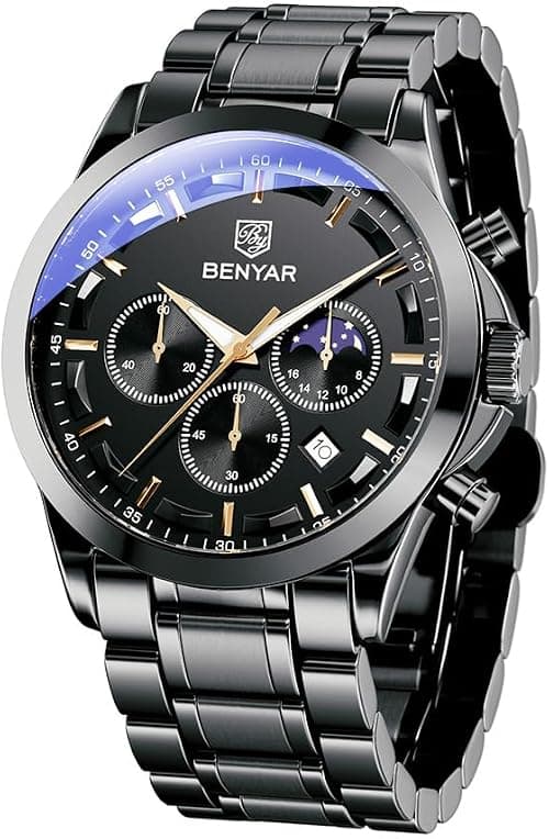 BY BENYAR Mens Watches BY BENYAR Chronograph Analog Quartz Movement Stylish Sports Designer Wrist Watch 30M Waterproof Elegant Gift for Men على Amazon.ae - متتبع الأسعار